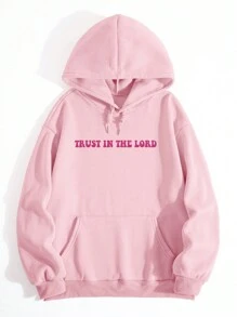 INAWLY 女士休闲宽松标语印花落肩连帽衫，春秋季长袖上衣，适合毕业季、返校季、教师节等场合，返校季套头衫秋季卫衣 - 粉色 - 查看 3