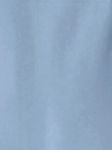 Pariaura Áo sơ mi tay dài in hoa ngẫu nhiên có cổ và túi ngực, áo dài tay - Màu xanh lam - Xem 5