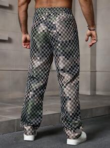 Manfinity Homme Heren schaakbordverlooppatroon rechte pijpenbroek