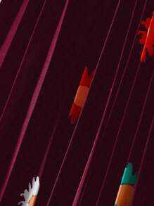 SHEIN LUNE Chân váy xếp ly in hoa toàn thân cỡ lớn, thường ngày ngày lễ - Màu Đỏ Sâu - Xem 3