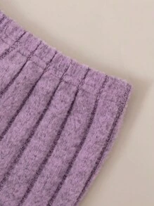 SHEIN Genkimix Kids Young Girl 3pcs Set Solid Color Tee & Pants Casual Suit, Autumn/Winter