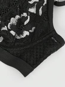2pcs/Set Women's Lace Patchwork Underwire Bra Set - Black - View 7