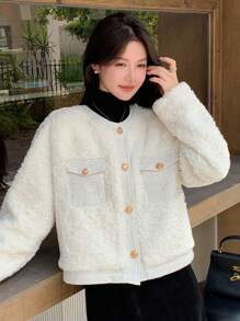 DAZY Giacca casual regular a monopetto con maniche lunghe e morbida in colore unito, autunno/inverno