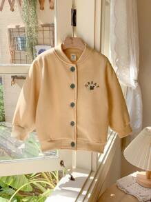 SHEIN 年轻女孩优雅法式棕色字母刺绣针织宽松长袖运动衫和裤子套装，秋冬