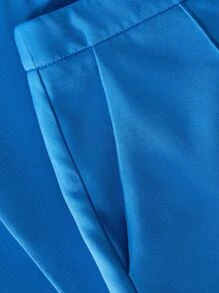 SHEIN Lady 2 件套亮蓝色西装外套和短裤，优雅的工作装 - 藍色 - 查看 9