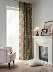 1 件多色印花窗帘，波西米亚风树苗印花流苏装饰遮光窗帘，适用于卧室、客厅、厨房、餐厅、咖啡店、办公室、圣诞节、万圣节、四季、秋季装饰、秋季装饰、房间装饰 - 彩色 - 查看 2