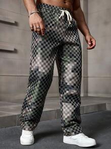 Manfinity Homme Heren schaakbordverlooppatroon rechte pijpenbroek
