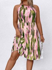 SHEIN Clasi Váy hở vai in hoa ngẫu nhiên cỡ lớn cho nữ - Nhiều màu - Xem 1