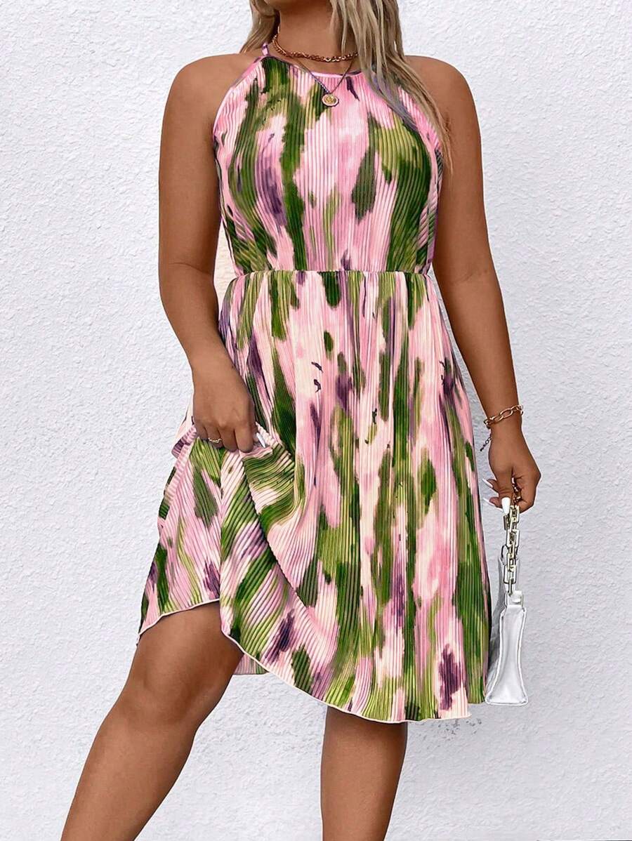 SHEIN Clasi Váy hở vai in hoa ngẫu nhiên cỡ lớn cho nữ - Nhiều màu - Xem 1