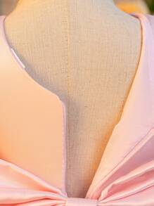 Glamorique Kids Flower Girl, Baby Girl Princess Dress, Bow, Pink Dress, Double Layered Shaping Mesh Dress With Hem, Pink Pearl, Making People Confident And Proud, Suitable For Formal Occasions, Vacation, Partywear ,Valentine's Day,Birthday Dress, New Year's Day, Birthday Party, Wedding Festival Dress, Gorgeous Dress, Middle East, Europe And America - Pink - View 4