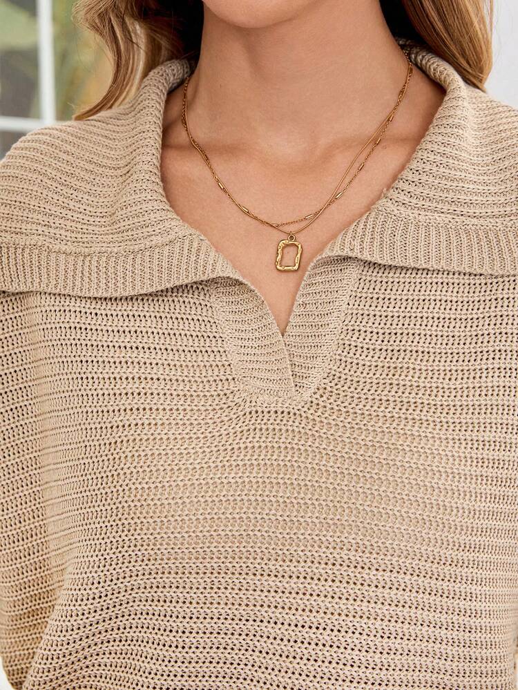 EMERY ROSE Women's Solid Color Casual Turtleneck Long Sleeve Sweater For Fall/Winter - Khaki - View 5