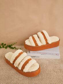 SHUZIA 女士拼色蓬松厚底坡跟凉鞋