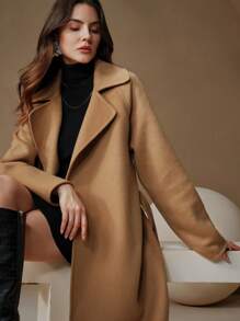 Anewsta 驼绒双面毡手工中长款现代都市高端优雅收腰女式夹克