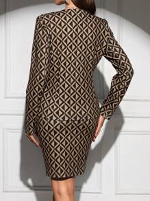 SHEIN Clasi 2 件优雅波尔卡圆点印花女士办公室套装 - 黑與白 - 查看 2
