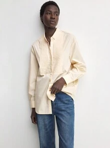 BizChic Women's Classic Elegant Office Pleated Blouse Fall Women Clothes  Baggy Shirts