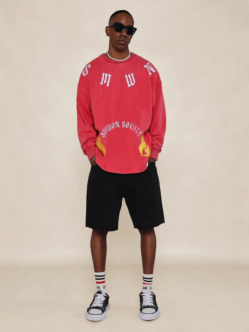 Oversized Streetwear Flames Graphic Print Limited Edition Sweatshirt