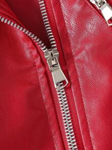 Áo khoác da PU dài tay thường ngày cho bé gái, mùa xuân/thu - Đỏ - Xem 4