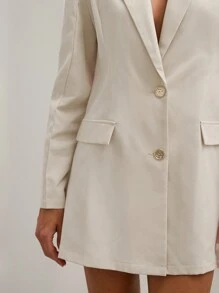 COSMINA 女士纯色缺口领长袖正面纽扣仿口袋简约熊西装夹克 - 彩色 - 查看 8