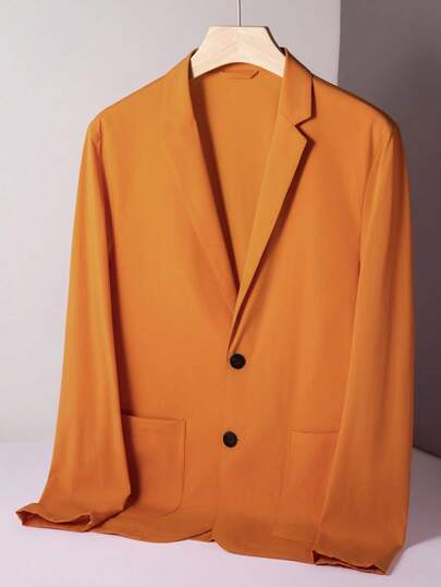 Men's Casual Solid Color Double Pocket Suit Jacket