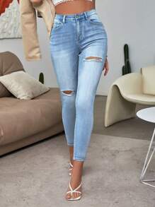 Mid-Waisted Slim-Fit Cropped Jeans