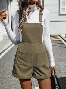 SHEIN LUNE 女式绿色休闲连体裤，秋冬款 - 軍綠色 - 查看 1