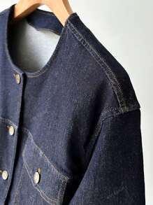 Haut en denim de couleur unie simple pour femme pour un usage quotidien