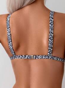 Women's Metal Decor Hollow Out All-Over Print Bikini Top And Bottom Bikini Set Summer