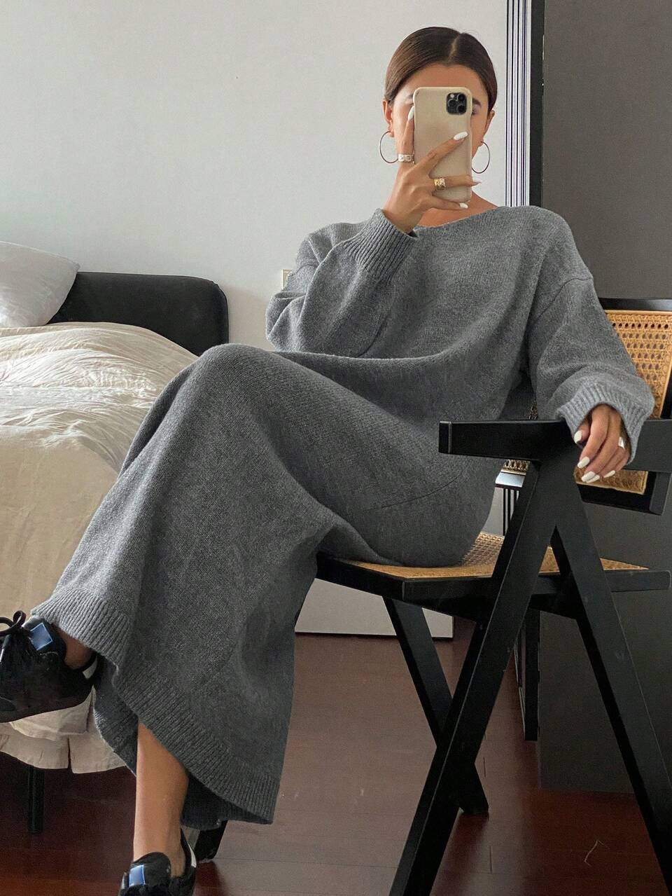 Women's Casual Solid Color Sweater Dress, Fall/Winter
