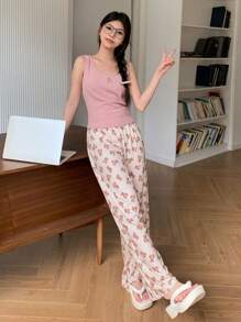 DAZY Bear Print Cami & Pants Pajama Set - Pink - View 8