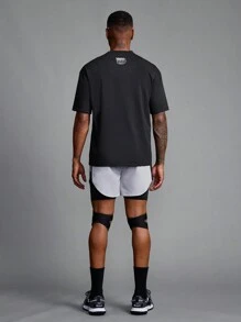 Coreblaze Boyfriend Style Men's Minimalist Printed Crew Neck Short Sleeve Sports T-Shirt - Black - View 8