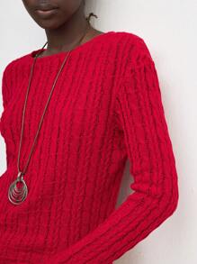BizChic Suéteres de otoño para mujer, camiseta con flor retorcida roja, ropa elegante de oficina - Rojo - Ver 6