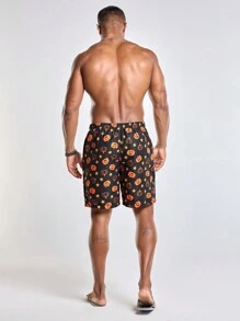 Surfspeed 大码男式南瓜印花抽绳腰宽松沙滩短裤 - 彩色 - 查看 4