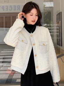 DAZY Giacca casual regular a monopetto con maniche lunghe e morbida in colore unito, autunno/inverno