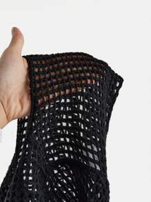 SHEIN Girlism Tween Girls' Casual White Knitted Crew Neck Long Sleeve Sweater