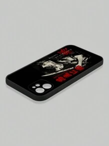 ROMWE Goth 黑暗恶魔主题彩绘黑色手机壳适用于 iPhone 13 Pro Max、XR、7/8 Plus、12，适合男士和女士 - 彩色 - 查看 2