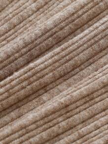 Cozy Pixies 2pcs/Set Young Girl Solid Knitted Ribbed Stand Collar Long Sleeve Pullover Top - Multicolor - View 8