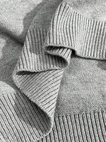 SHEIN 大码长袖时尚修身休闲舒适迷人套头毛衣，适合冬季秋季穿着 - 灰色 - 查看 6