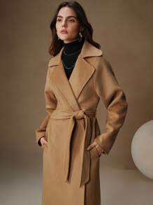 Anewsta 驼绒双面毡手工中长款现代都市高端优雅收腰女式夹克