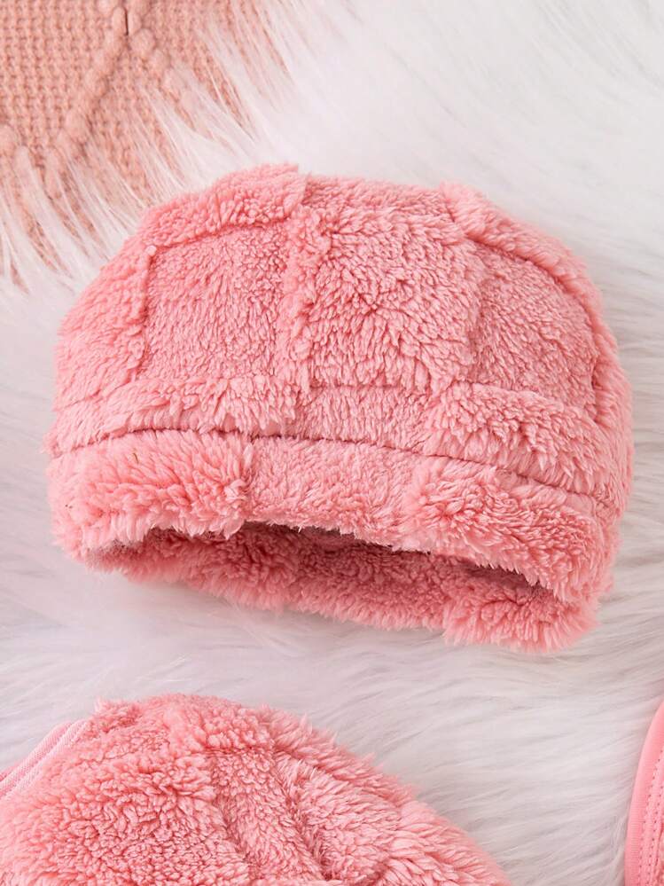 SHEIN 5 件套刺绣保暖内衬服装礼品套装，适合女婴，温暖舒适，休闲风格，秋冬 - 粉色 - 查看 3