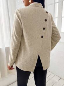 SOLERSUN 纯色后背纽扣西装外套 - 杏色 - 查看 2