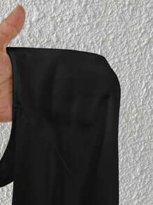 SHEIN PETITE Body de un solo color con tirantes anchos, modelo básico de licra - Negro - Ver 7