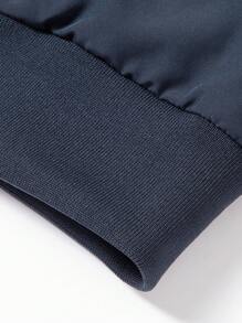 Manfinity Homme Men's Stand Collar Casual Solid Color Flight Jacket - Blue - View 6