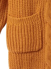 SHEIN Tween Girl Ginger Color Orange Long Cardigan,Casual Loose Knitted Soft Sweater For Autumn,Back-To-School,Sunday,Daily Wear,School,Outings & Party - Ginger - View 4