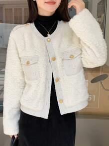 DAZY Giacca casual regular a monopetto con maniche lunghe e morbida in colore unito, autunno/inverno