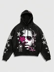 Street Life Sudadera con capucha casual para hombre adecuada para primavera y verano - Negro - Ver 1