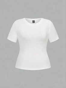 SHEIN LUNE Plus Size 3pcs/Set Crew Neck Basic Short Sleeve T-Shirts - Multicolor - View 3