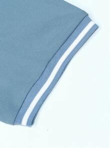 Manfinity Homme Men Contrast Trim Polo Shirt - Blue - View 6