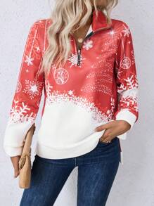 SHEIN LUNE 女士印花半拉链套头衫秋季卫衣 - 彩色 - 查看 6