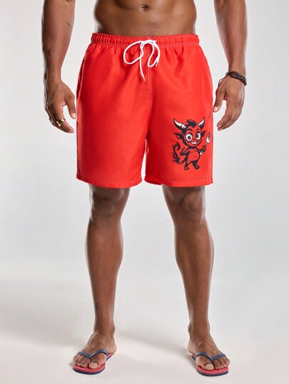 Surfspeed 大码男士简约印花抽绳休闲沙滩短裤