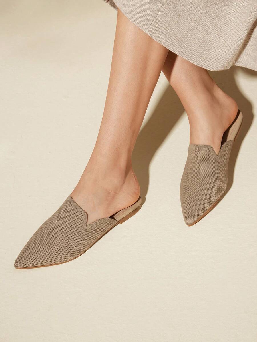 CUCCOO BASICS Minimalist Point Toe Flat Mules Vacation Shoes Summer Spring Shoes Spring Break Easter - Apricot - View 1